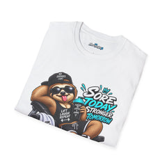 Workout Sloth Unisex T‑Shirt — “Sore Today, Stronger Tomorrow” Gym Tee