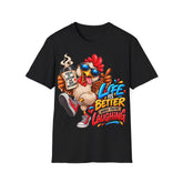 Chicken Graphic Unisex Tee — "Fueled by Caffeine & Bad Decisions" Funny Casual T-Shirt