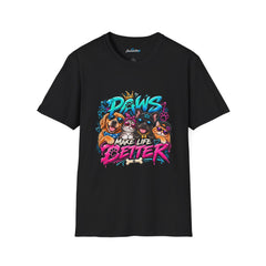 Paws Make Life Better Unisex T-Shirt — Cute Dog & Cat Pet Lover Tee