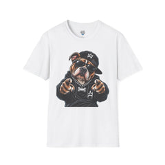 Bulldog Rapper Graphic Unisex T-Shirt — Cool Streetwear Tee with Sunglasses & Cap