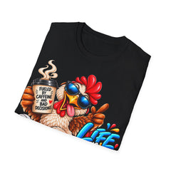 Chicken Graphic Unisex Tee — "Fueled by Caffeine & Bad Decisions" Funny Casual T-Shirt