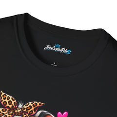 Life Is Better Cow Graphic T-Shirt — Leopard Bandana, Sunglasses & Pink Neon Design