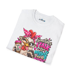 Sometimes I Talk To Myself Chicken Unisex T‑Shirt — Funny Retro Hen Graphic Tee