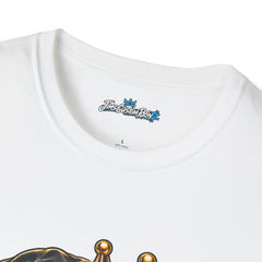 Smiley King Graphic Unisex T-Shirt — Streetwear Crowned Emoji with Money & Bling