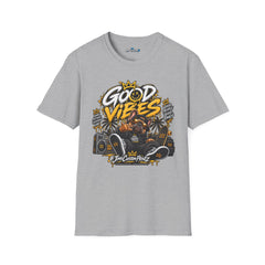 Good Vibes Graphic T-Shirt — Tropical Palm Sunset Tee with Crowned Smiley Unisex