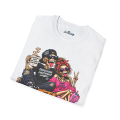 T-Shirt — 'Professional Overthinker' Unisex Skull Couple Graphic Tee