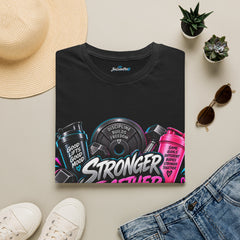 Stronger Together Unisex Gym T-Shirt — Fitness Weights & Shaker Bottle Design