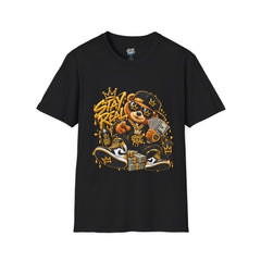 Stay Real Bear Unisex Tee — Streetwear Graphic T‑Shirt with Cash & Crown Design